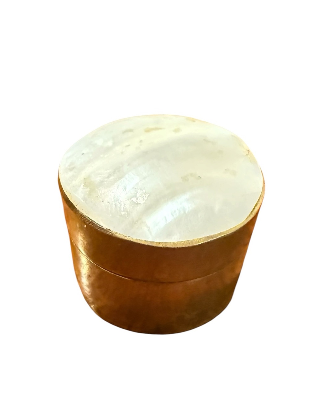 Vintage Brass & Mother of Pearl Trinket Box | Mini Vanity Pill Box MCM